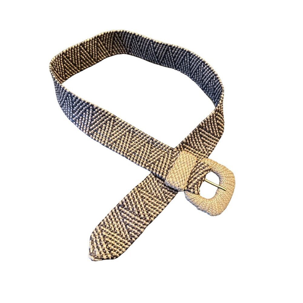 Handwoven Brown & Beige Belt With Buckle - XL‎